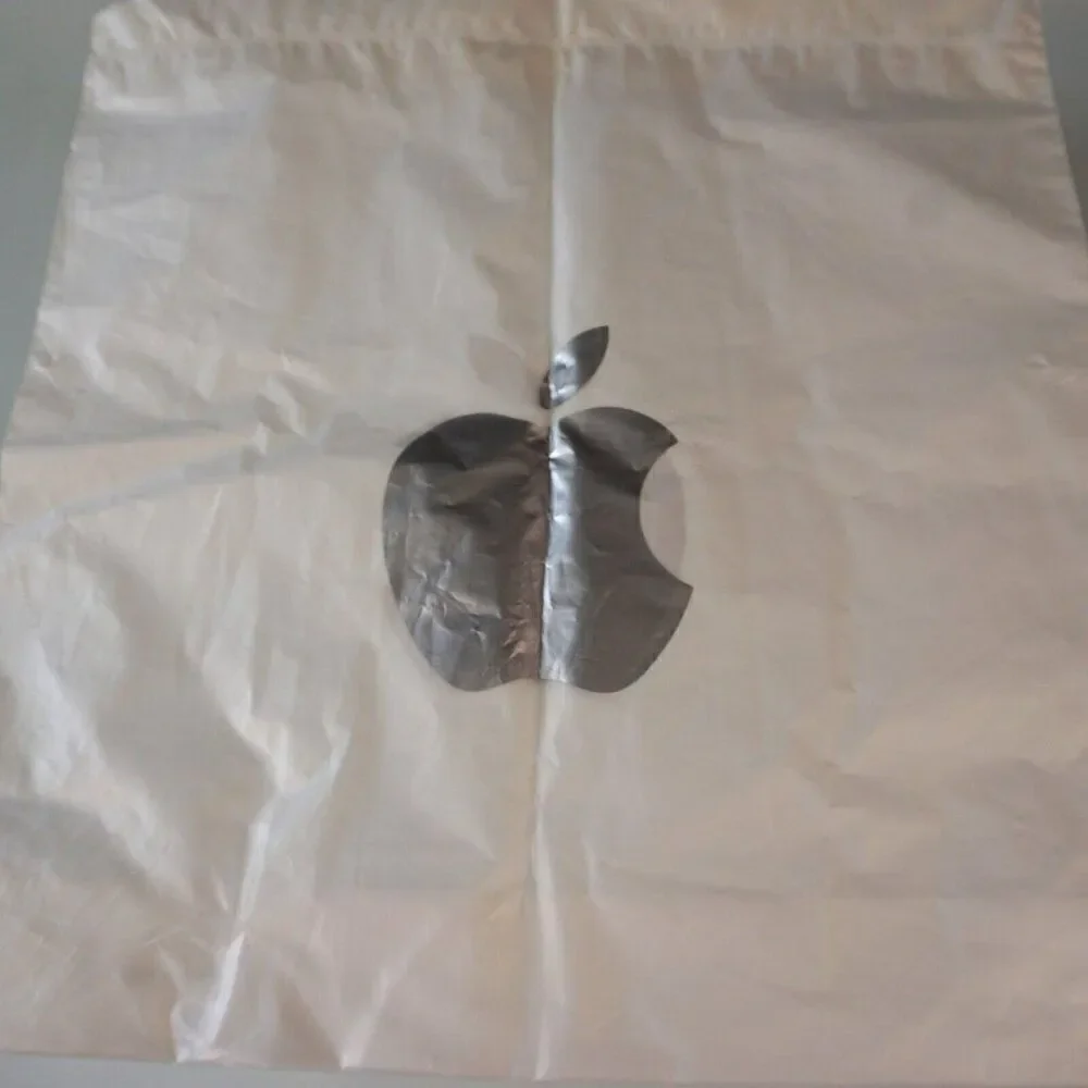 Genuine Apple Silver Logo Store Plastic Drawstring Bag